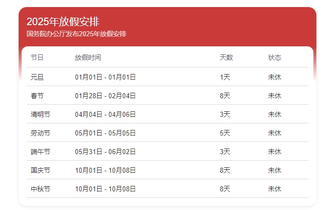 2025年节假日安排是否合理?