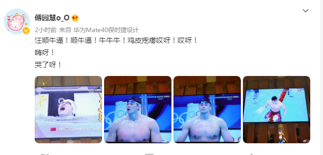 汪顺夺金，体育圈沸腾！傅园慧哭了，张继科被调侃“蹭热度”