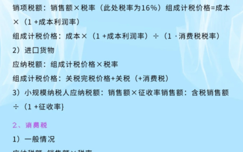 应纳税额计算公式及6大应纳税额计算公式