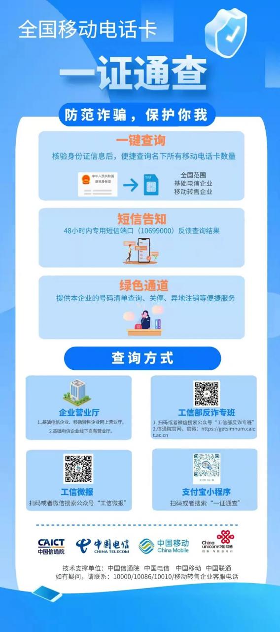 9月14日开始用身份证号可查询名下电话卡数量,一证通查怎么查?