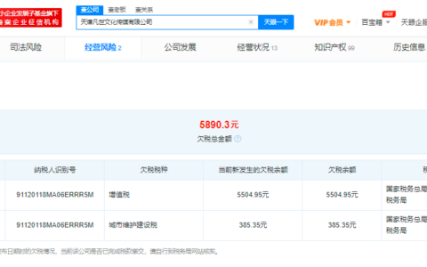 吴亦凡表哥公司拖欠5890元税款及天津凡世传媒拖欠税款
