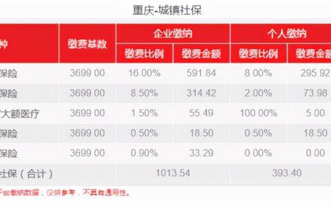 重庆社保缴费是多少及重庆社保缴费标准
