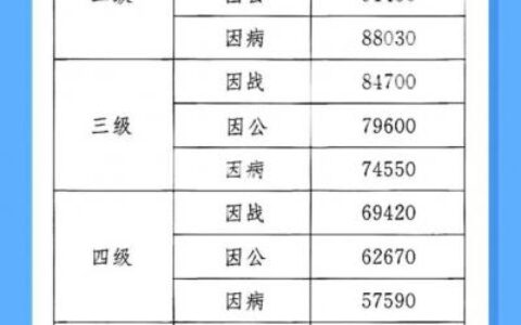 最新伤残军人抚恤金及2025年伤残优抚金明细表