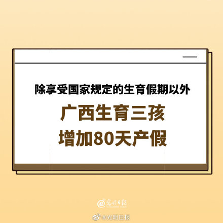 除享受国家规定的生育假期以外 广西生育三孩增加80天产假 同时给予男方护理假25天