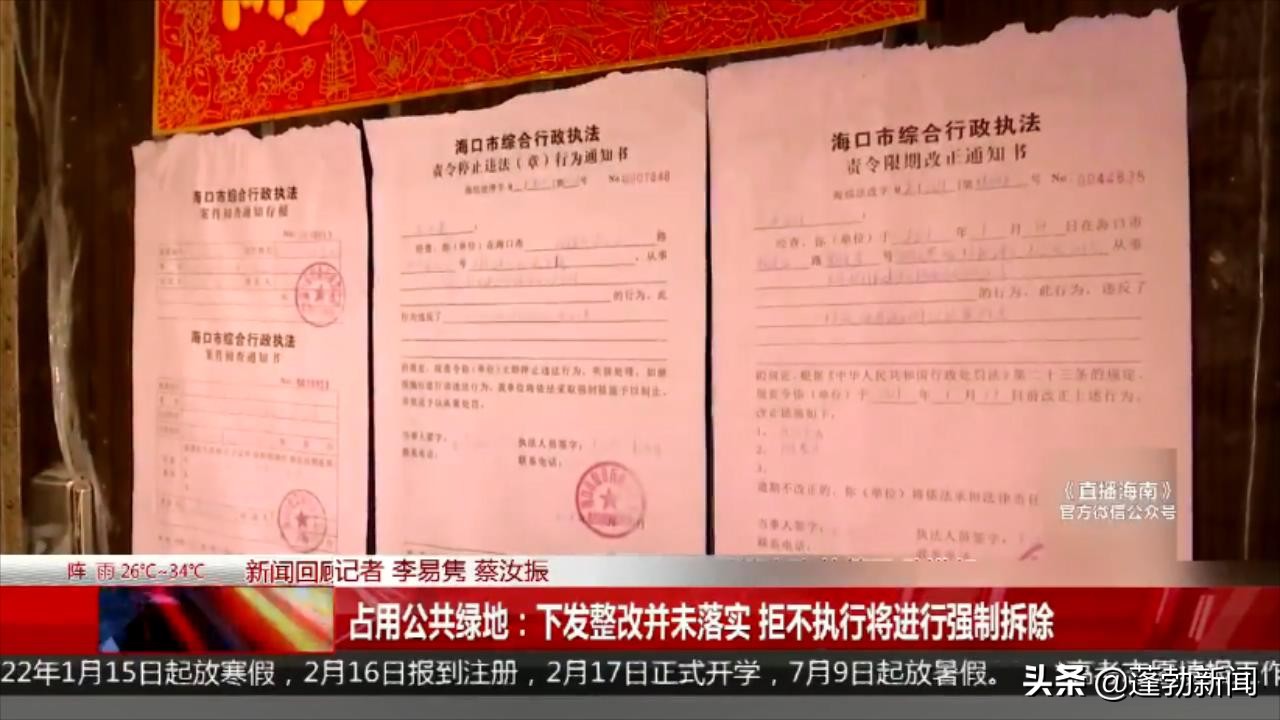 占用公共绿地：下发整改并未落实，拒不执行将进行强制拆除