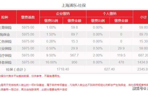 最新！上海浦东在职职工个人社保每月需缴多少钱？