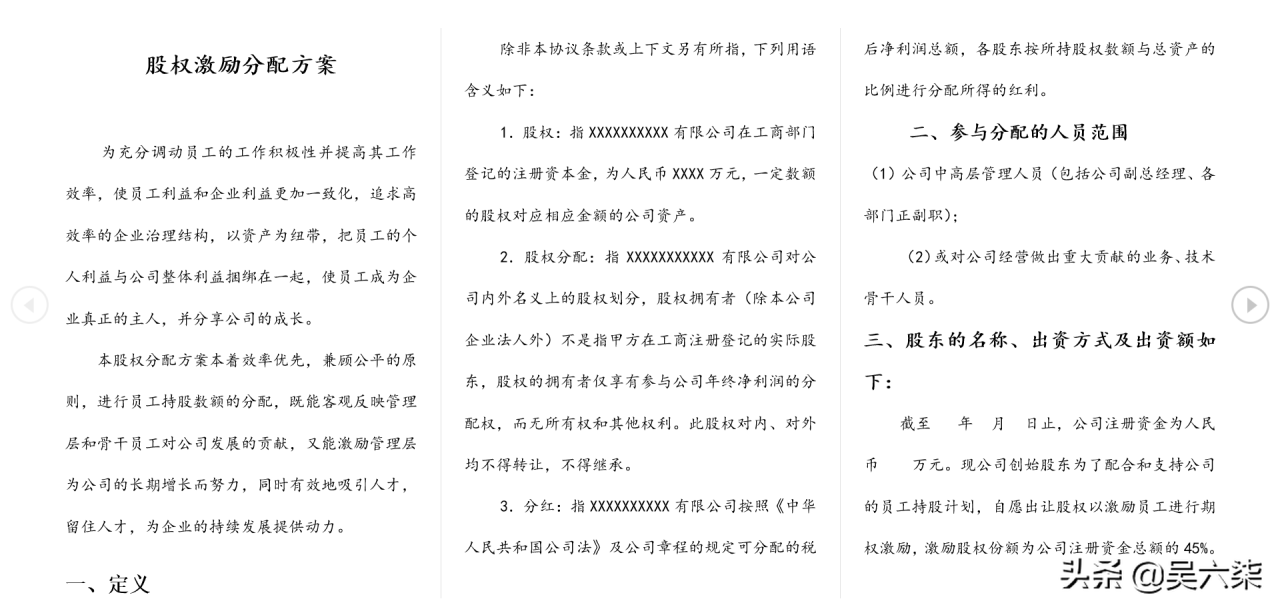 2022员工股权激励方案：实施细则、分配方案和激励计划，简单实用