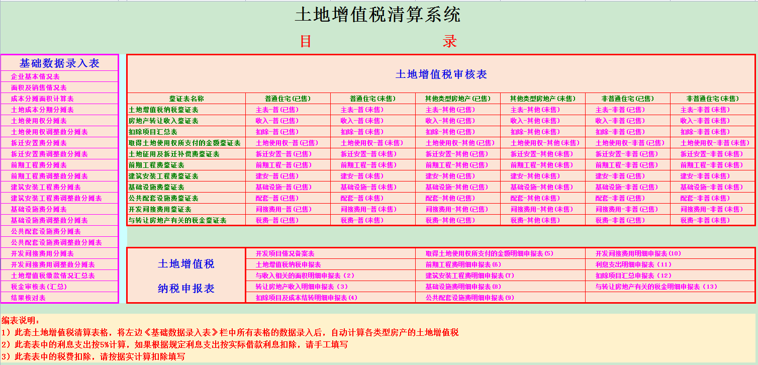房地产会计收好！2022全自动土地增值税清算系统，自动计算申报表