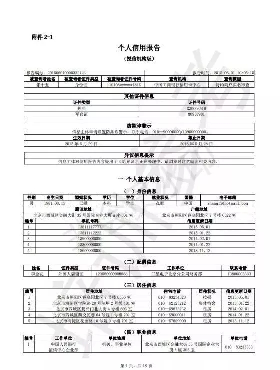 新版个人征信报告模板全文曝光 中行莫奈卡下架