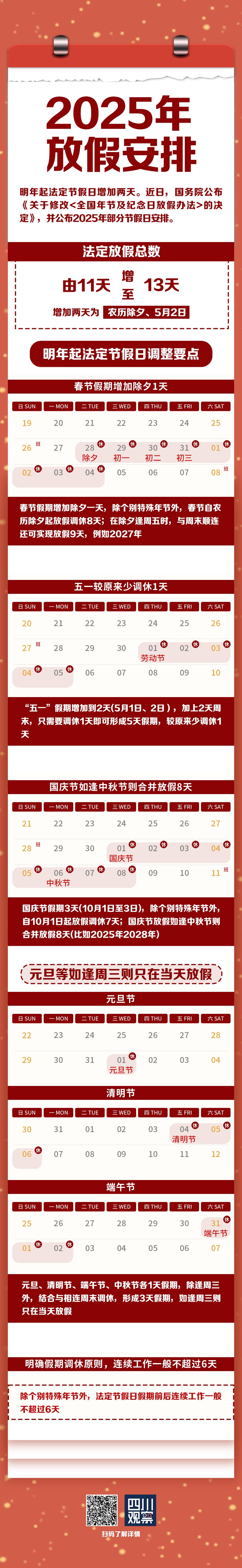 最新2025年放假安排精细分析加(日历版)